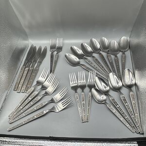 Riviera Cordova Stainless Steel 25pc Flatware Set Japan Forks Spoons Knives MCM